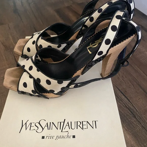 Vintage YSL polka dot sandals